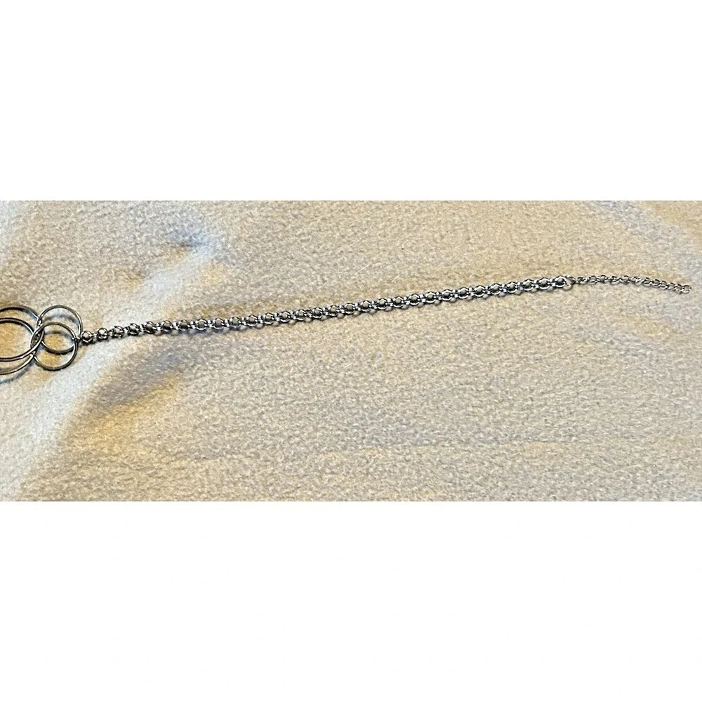 Silver Tone Chain Link Belt‎ Round Circle Retro MCM adjustable patina 44.5